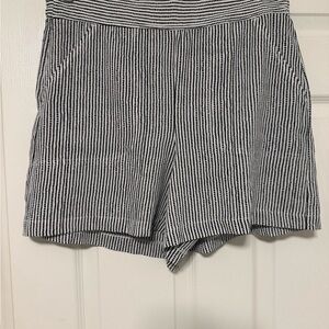 Max Studio Black and White Striped High Waist Shorts